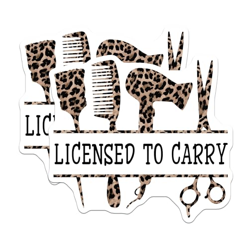 (2 Pack) Licensed to Carry Stickers - Hairdresser Decal - Salon Stylist Art - 5" On Longest Side - Sticks to Smooth Flat Surfaces - Made in USA - BMCS7568