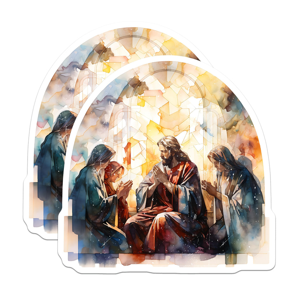 (2 Pack) Jesus Prayer Magnets - Christian Stained Glass Art - Religious Faith Decor - 5 Inches On Longest Side - Thick Durable Magnet - Made in USA - MAG30559