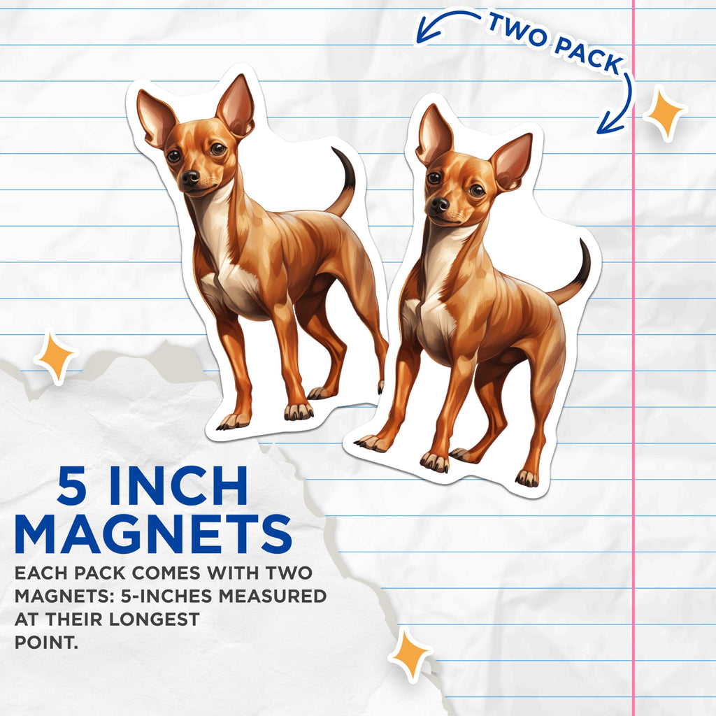 (2 Pack) Chihuahua Magnets - Dog Lover Fridge Decor - Small Breed Refrigerator Magnets - 5 Inches On Longest Side - Thick Durable Magnet - Made in USA - MAG29906