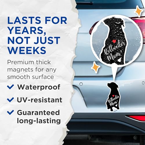 (2 Packs) Rottweiler Mom Magnets - Rottweiler Dog Breed Magnets - 5 Inches On Longest Side - Premium Magnet - for Fridges, Toolboxes, Cars - Made in USA - MAG2517