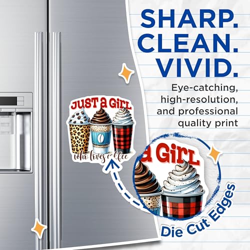 (2 Pack) Just a Girl Who Loves Coffee Magnets - Cute Coffee Theme - 5" On Longest Side - for Cars, Fridges, Toolboxes - Made in USA - MAG7535