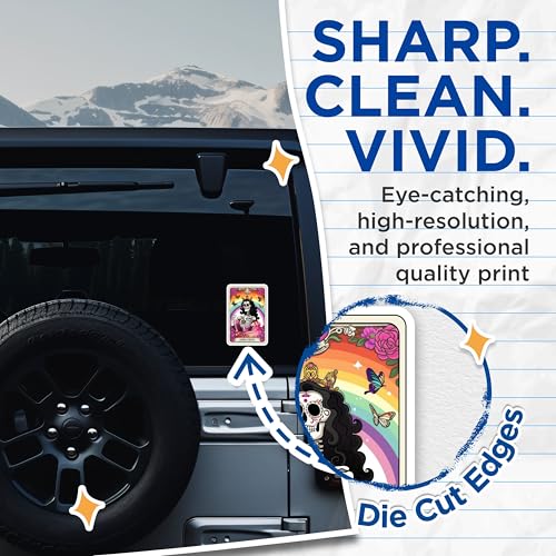(2 Pack) Queer and Proud Stickers - Rainbow Skull Stickers - LGBTQ+ Pride Decor - 5" On Longest Side - Sticks to Smooth Flat Surfaces - Made in USA - BMCS4257