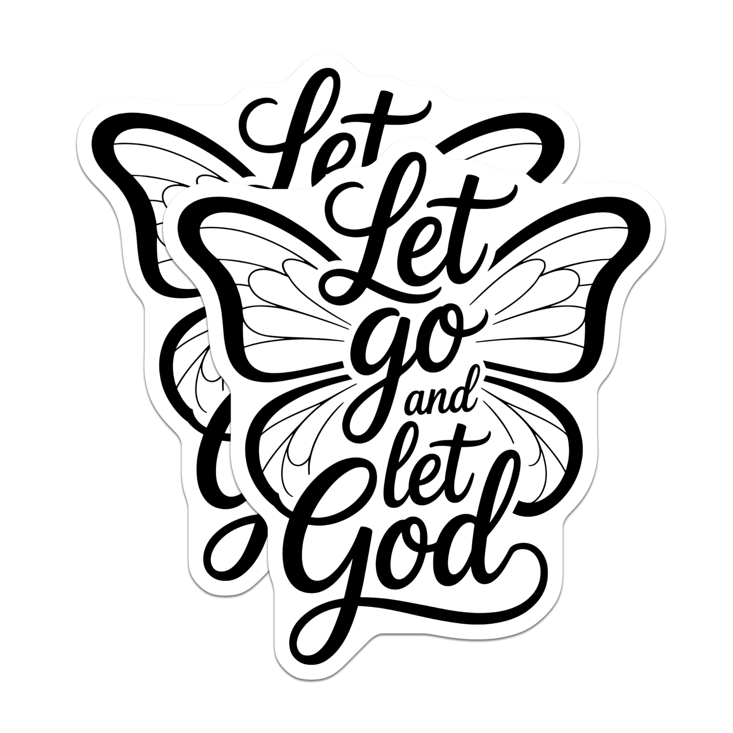 (2 Pack) Christian Faith Magnets - Let Go Let God Scripture Art - Butterfly Quote Refrigerator Decor - 5 Inches On Longest Side - Thick Durable Magnet - Made in USA - MAG19980