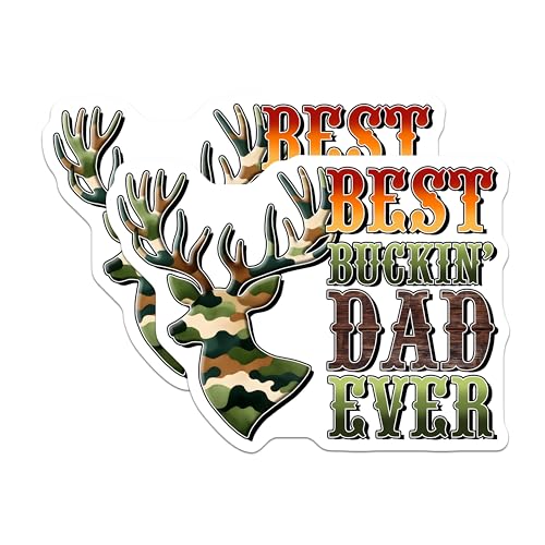 (2 Pack) Best Buckin' Dad Ever Stickers - Funny Dad Stickers - Outdoor Deer Hunter Decal - 5" On Longest Side - Sticks to Any Smooth Flat Surface - Made in USA - BMCS3234