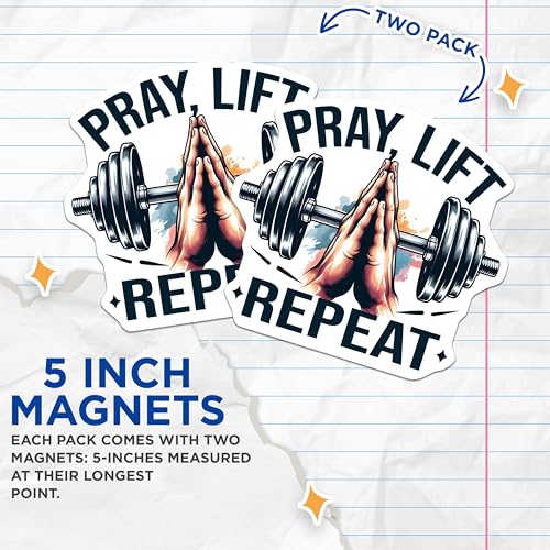 (2 Pack) Fitness Decor Magnet - Inspirational Gym Decor - 5" On Longest Side - Sticks to Smooth Flat Surfaces - Made in USA - MAG9649