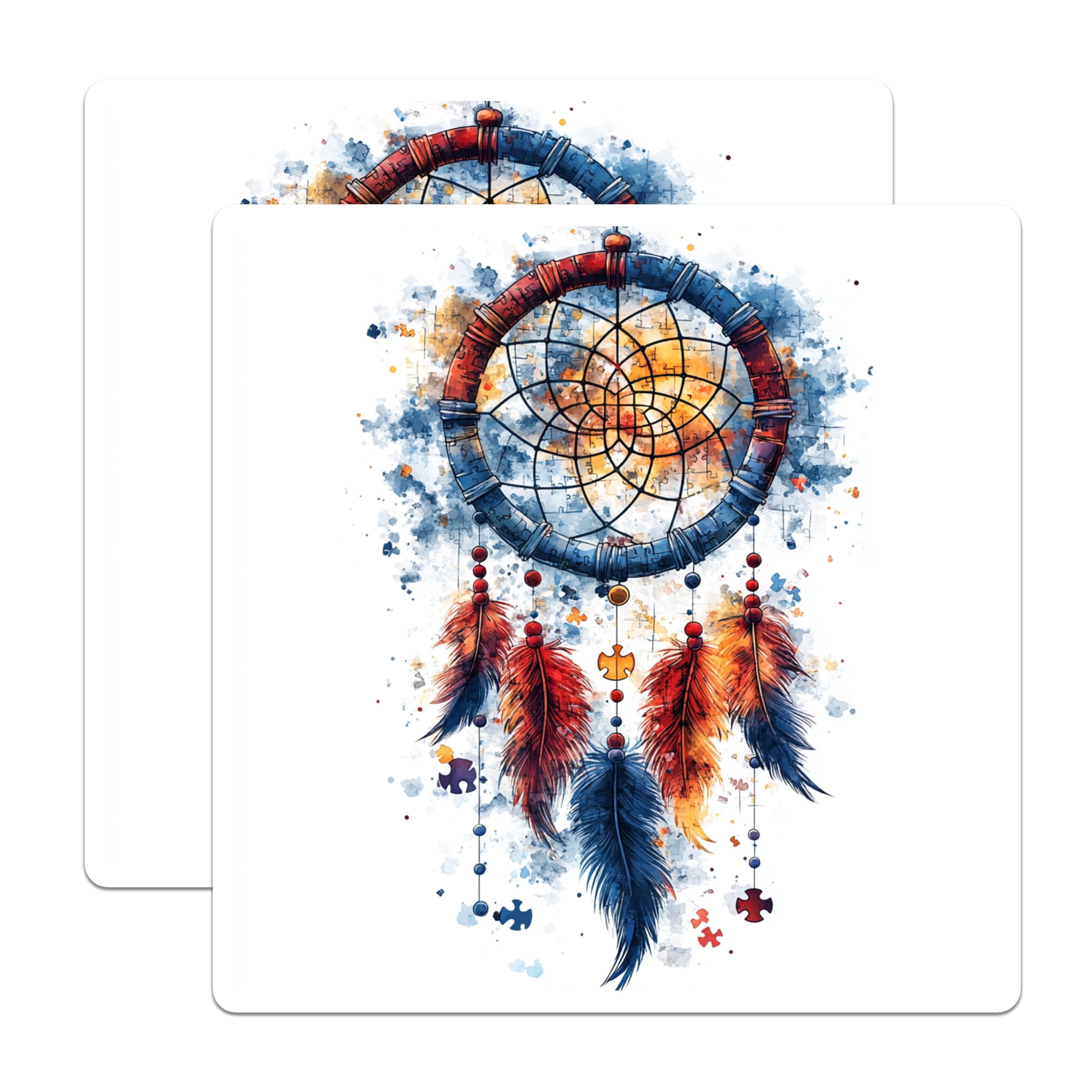 (2 Pack) Autism Awareness Magnets - Dreamcatcher Art - Neurodiversity Support - Symbolic Decor - 5 Inches On Longest Side - Thick Durable Magnet - Made in USA - MAG29271
