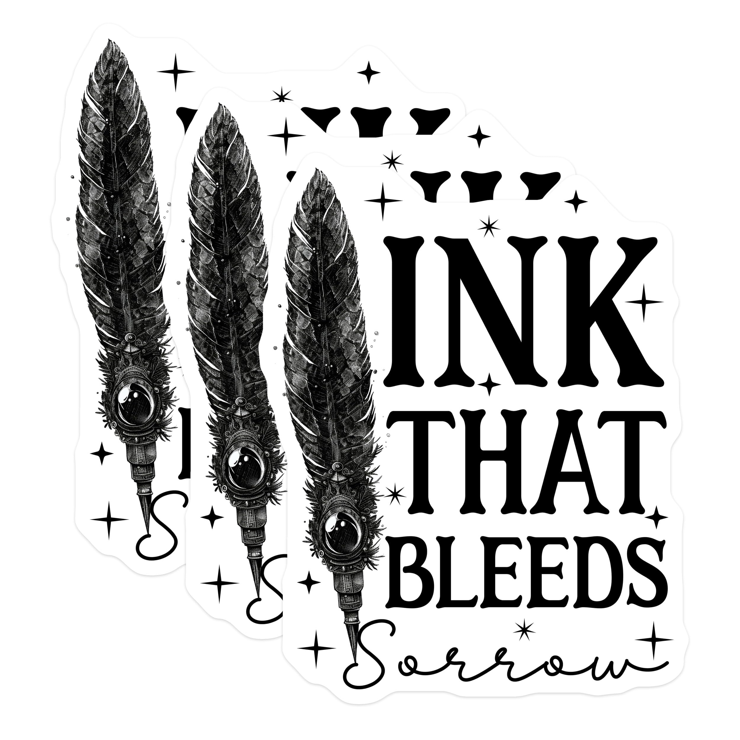 (3 Pack) Quill Ink Decals - Sorrow Bleeds - Laptop Decals - 3 Inches On Longest Side - Easy Peel & Apply - Made in USA - 3MCS2291