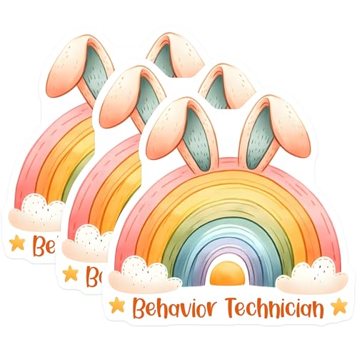 (3 Pack) Behavior Technician Decals - Rainbow Decal - Laptop Decal - 3 Inches On Longest Side - Easy Peel & Apply - Made in USA - 3MCS1948