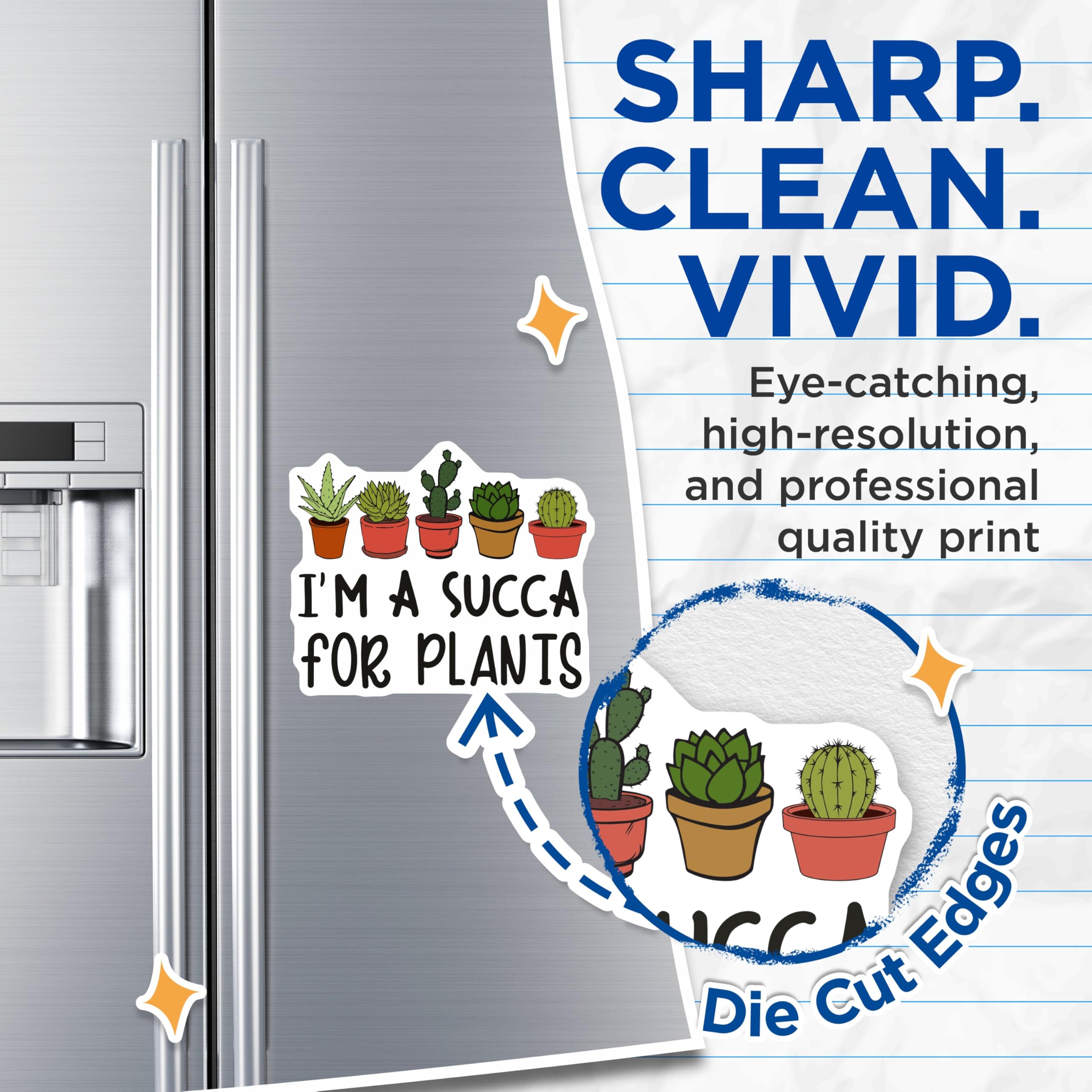 (2 Pack) Succulents Plants Magnets - Plant Lover Decor - Cactus Refrigerator Magnets - 5" On Longest Side - Premium Magnet - for Cars, Refrigerators, Toolboxes, Lockers - Made in USA - MAG17191