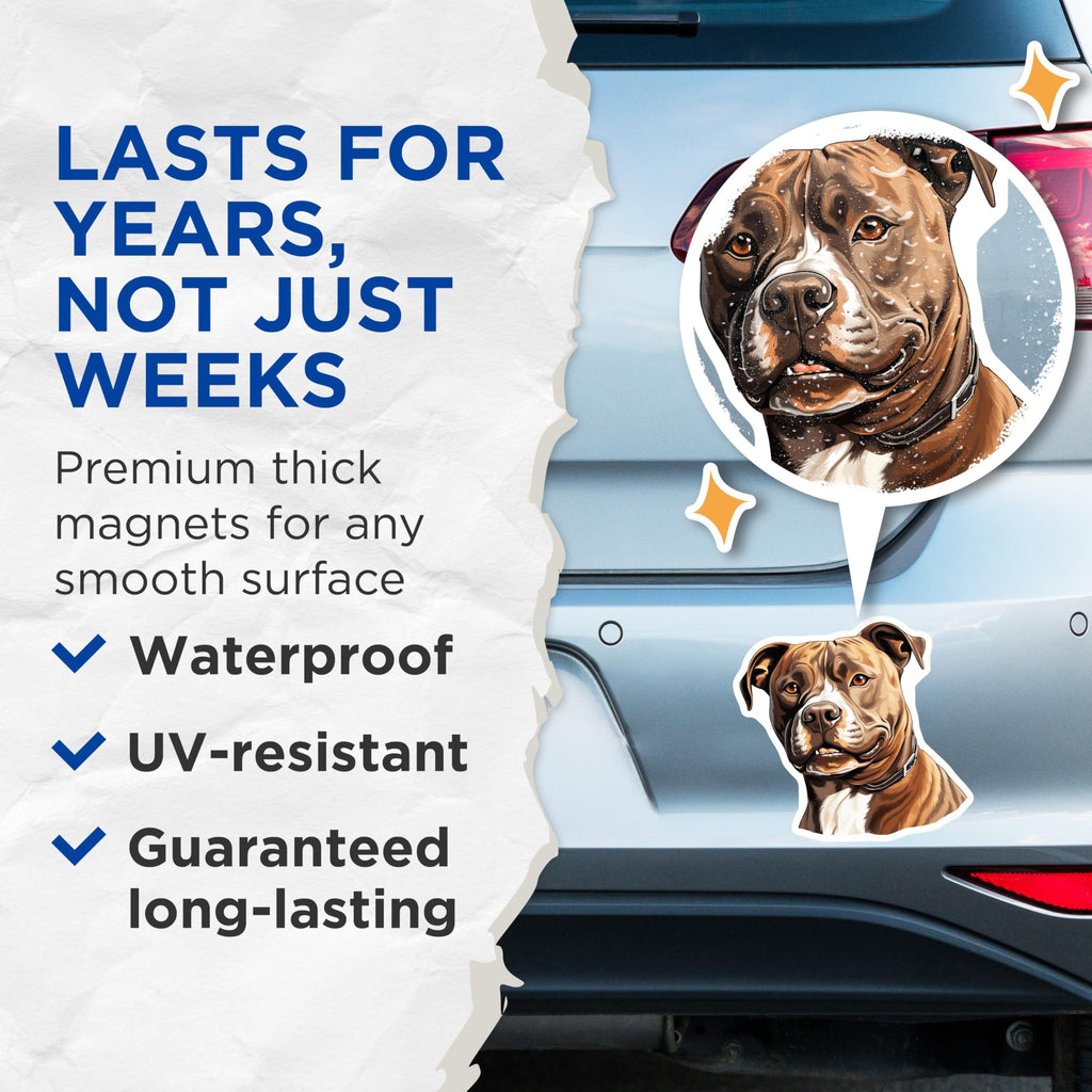 (2 Pack) Pitbull Dog Magnets - Pet Lover Decor - Dog Breed Art - 5 Inches On Longest Side - Thick Durable Magnet - Made in USA - MAG30068