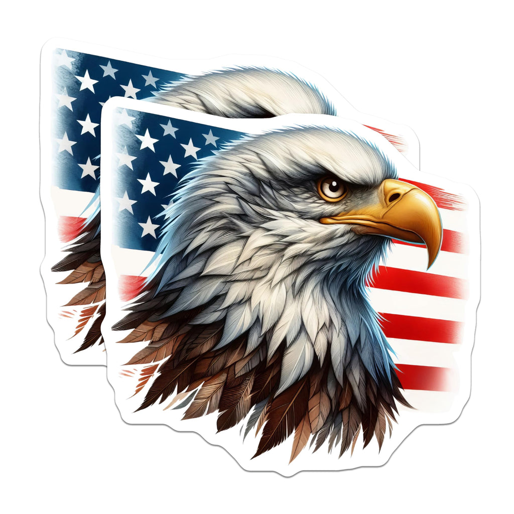 (2 Pack) American Bald Eagle Head Magnets - Majestic USA Flag Decor - Patriotic National Bird Symbol Display - 5 Inches On Longest Side - Thick Durable Magnet - Made in USA - MAG20269