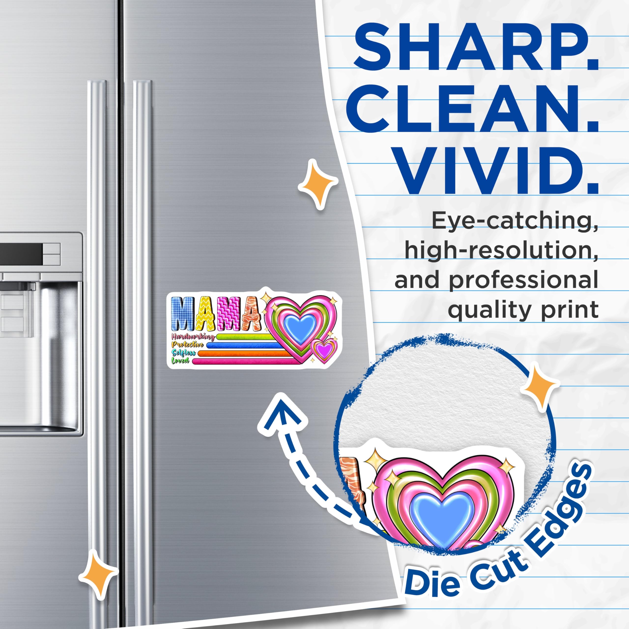 (2 Pack) Mama Magnets for Mom - Mother's Day Appreciation - New Mom Gifts - Strong Mama Refrigerator Locker Decor - 5 Inches On Longest Side - Thick Durable Magnet - Made in USA - MAG29234