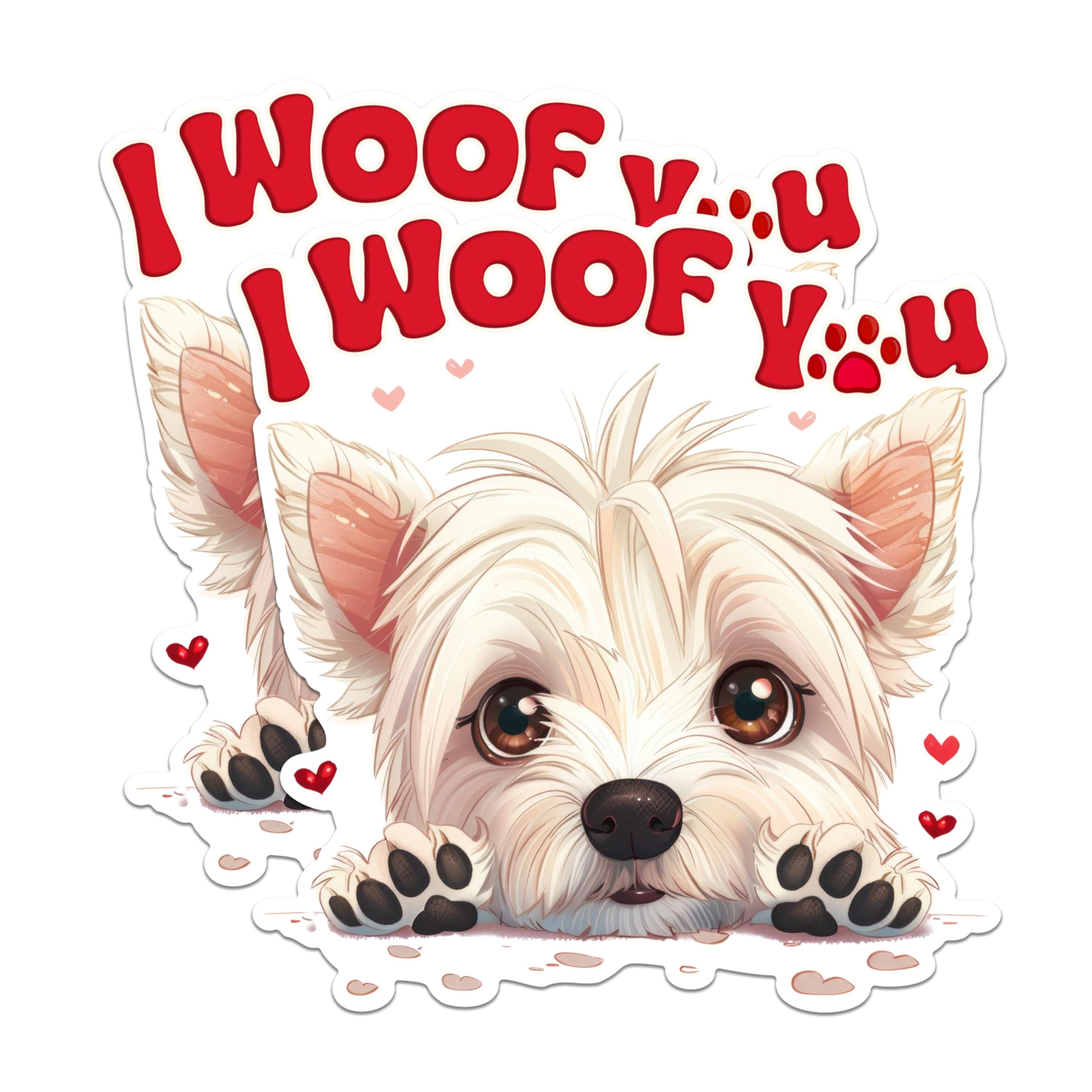 (2 Packs) I Woof You Bichon Frise Magnets - Bichon Frise Dog Mom or Dad Magnets - 5 Inches On Longest Side - Premium Magnet - for Fridges, Toolboxes, Cars - Made in USA - MAG2372
