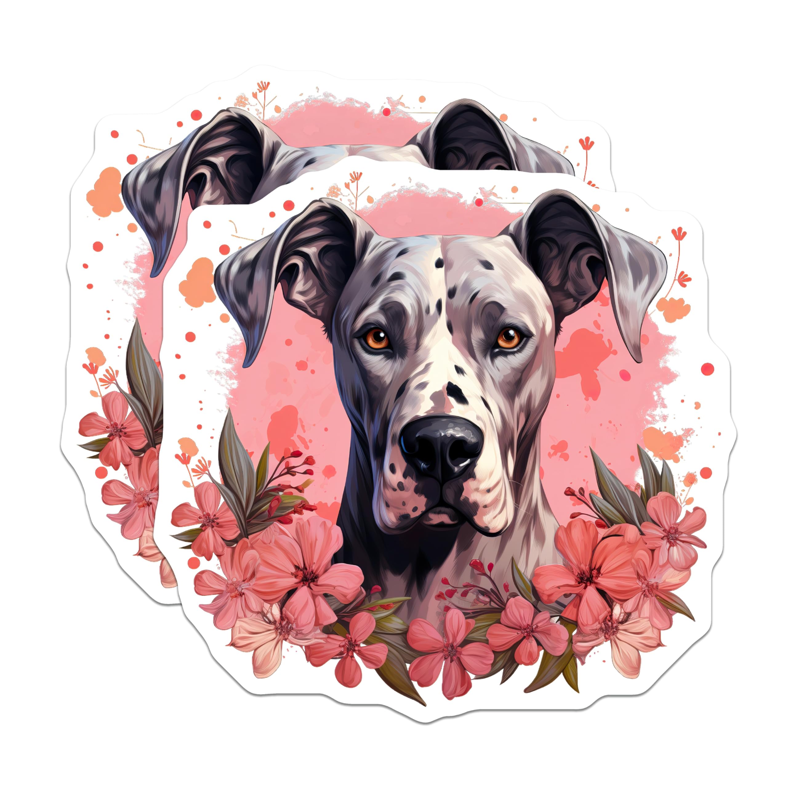 (2 Pack) Great Dane Dog Magnets - Harlequin Breed Artwork - Spotted Hound Animal Decor - Pet Lover Refrigerator Accents - 5 Inches On Longest Side - Thick Durable Magnet - Made in USA - MAG23754