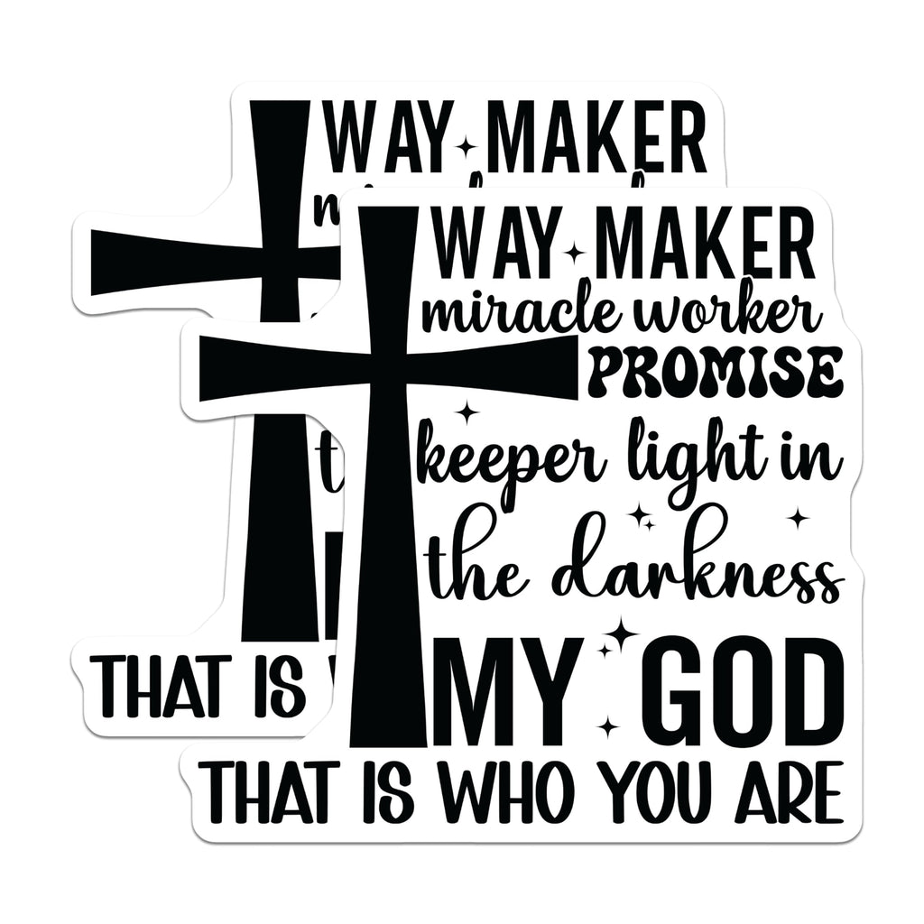 (2 Pack) Way Maker Miracle Worker Magnets - Promise Keeper Faith Quote - Inspirational Christian Cross Decor Refrigerator - 5 Inches On Longest Side - Thick Durable Magnet - Made in USA - MAG24935