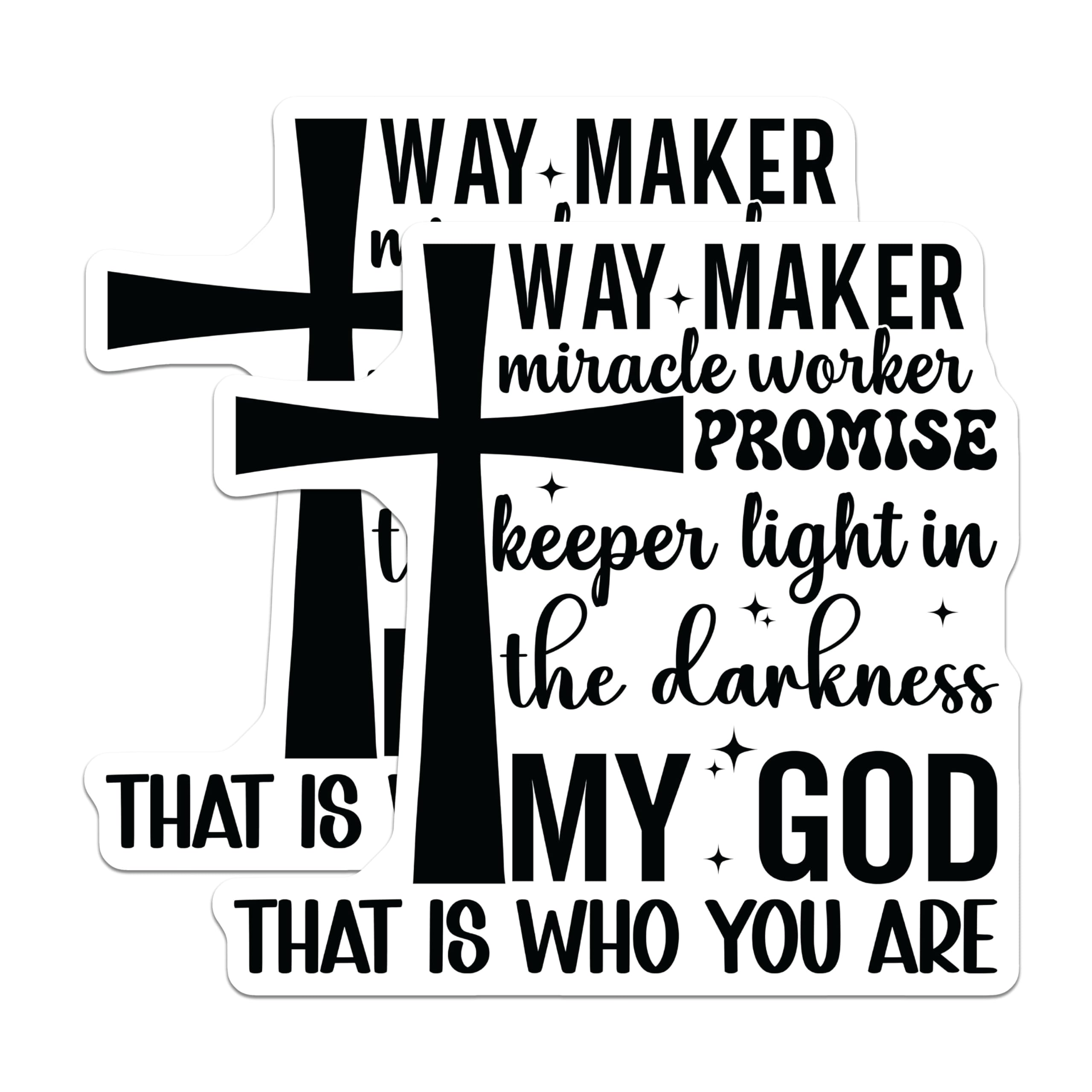 (2 Pack) Way Maker Miracle Worker Magnets - Promise Keeper Faith Quote - Inspirational Christian Cross Decor Refrigerator - 5 Inches On Longest Side - Thick Durable Magnet - Made in USA - MAG24935