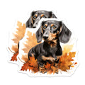 (2 Pack) Dachshund Dog Magnets - Fall Leaves Pet Decor - Wiener Dog Refrigerator Art - 5 Inches On Longest Side - Thick Durable Magnet - Made in USA - MAG24604
