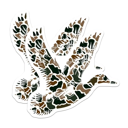 (2 Pack) Duck Camouflage Stickers - Bird Hunting Decal - Nature Wildlife Sticker - 5" On Longest Side - Sticks to Smooth Flat Surfaces - Made in USA - BMCS8716
