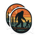 (2 Pack) Bigfoot Magnets - Sasquatch Father Child Forest Trekking Adventure Art - Retro Cryptozoology Kitchen Decor - 5 Inches On Longest Side - Thick Durable Magnet - Made in USA - MAG21495