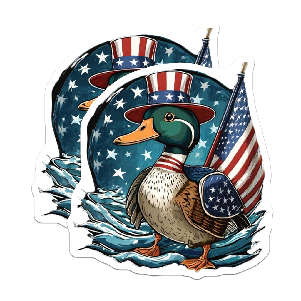 (2 Pack) American Flag Duck Magnets - Patriotic Mallard Wildlife Art - 4th of July Decor - USA Stars Stripes Animal - 5 Inches On Longest Side - Thick Durable Magnet - Made in USA - MAG20620