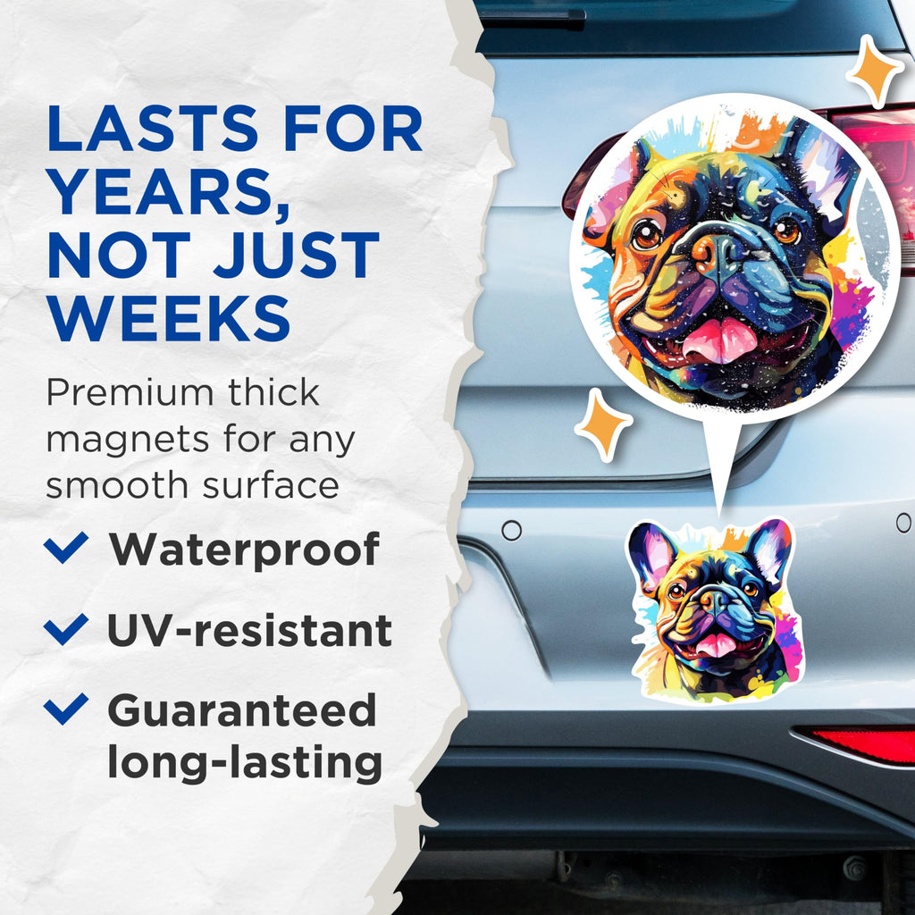 (2 Pack) French Bulldog Dog Breed Magnets - 5 Inches On Longest Side - Choose from Over 100 Dog Breeds - for Cars, Refrigerators, Toolboxes - Made in USA - MAG1861