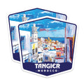 (2 Pack) Tangier Morocco Magnets - Moroccan Cityscape Art - North African Travel Souvenir - Mediterranean View Decor - 5 Inches On Longest Side - Thick Durable Magnet - Made in USA - MAG19514