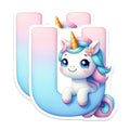 (2 Pack) Unicorn Letter U Magnets - Alphabet Initial Refrigerator Magnets - Cute Kids Decor - 5" On Longest Side - Premium Magnet - for Cars, Refrigerators, Toolboxes, Lockers - Made in USA - MAG14983