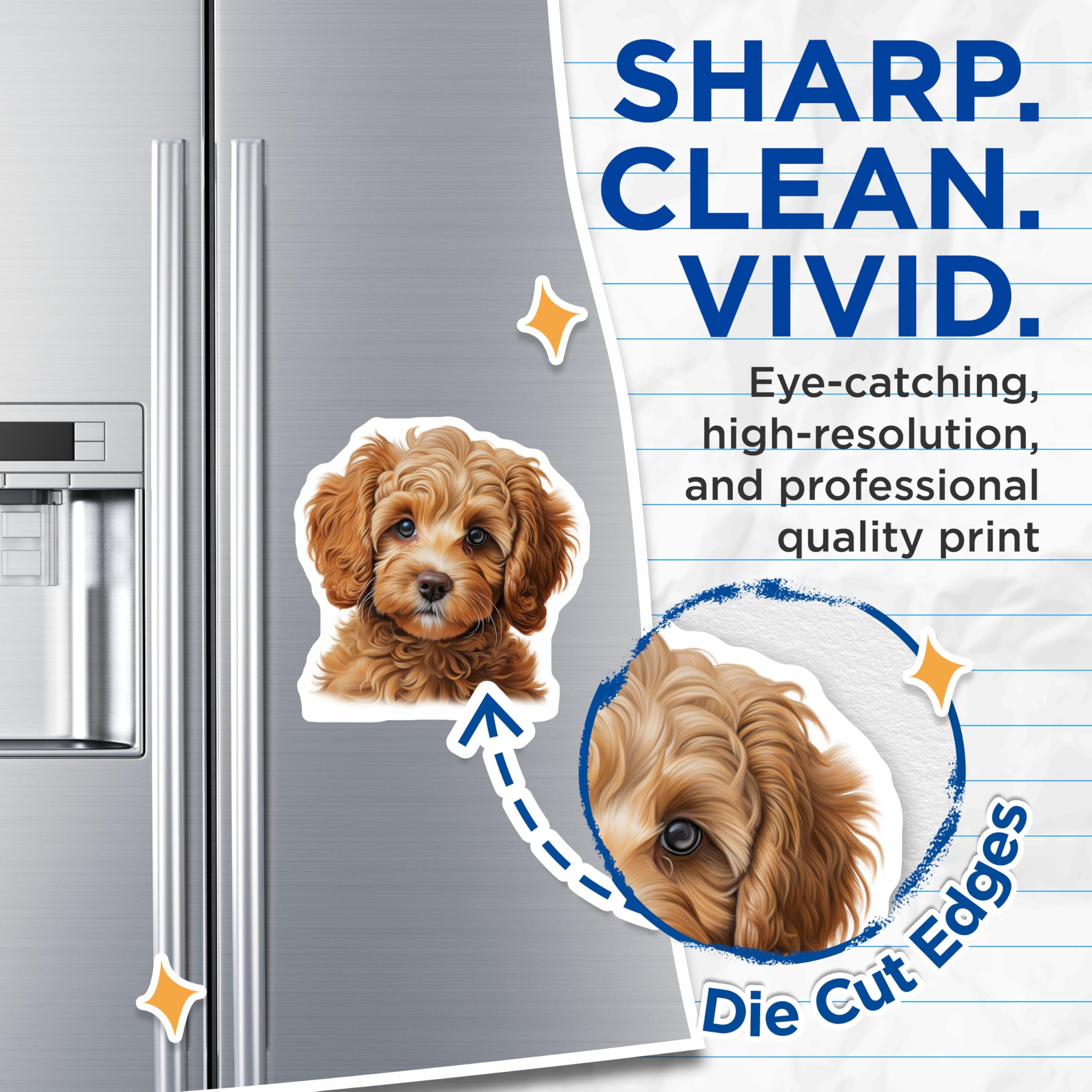 (2 Pack) Goldendoodle Puppy Magnets - Cute Dog Lover - Pet Owner Refrigerator Decor - 5 Inches On Longest Side - Thick Durable Magnet - Made in USA - MAG26077