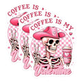 (3 Pack) Coffee is My Valentine Decals - Pink Skeleton Cowboy - Laptop Decal - 3 Inches On Longest Side - Easy Peel & Apply - Made in USA - 3MCS8527