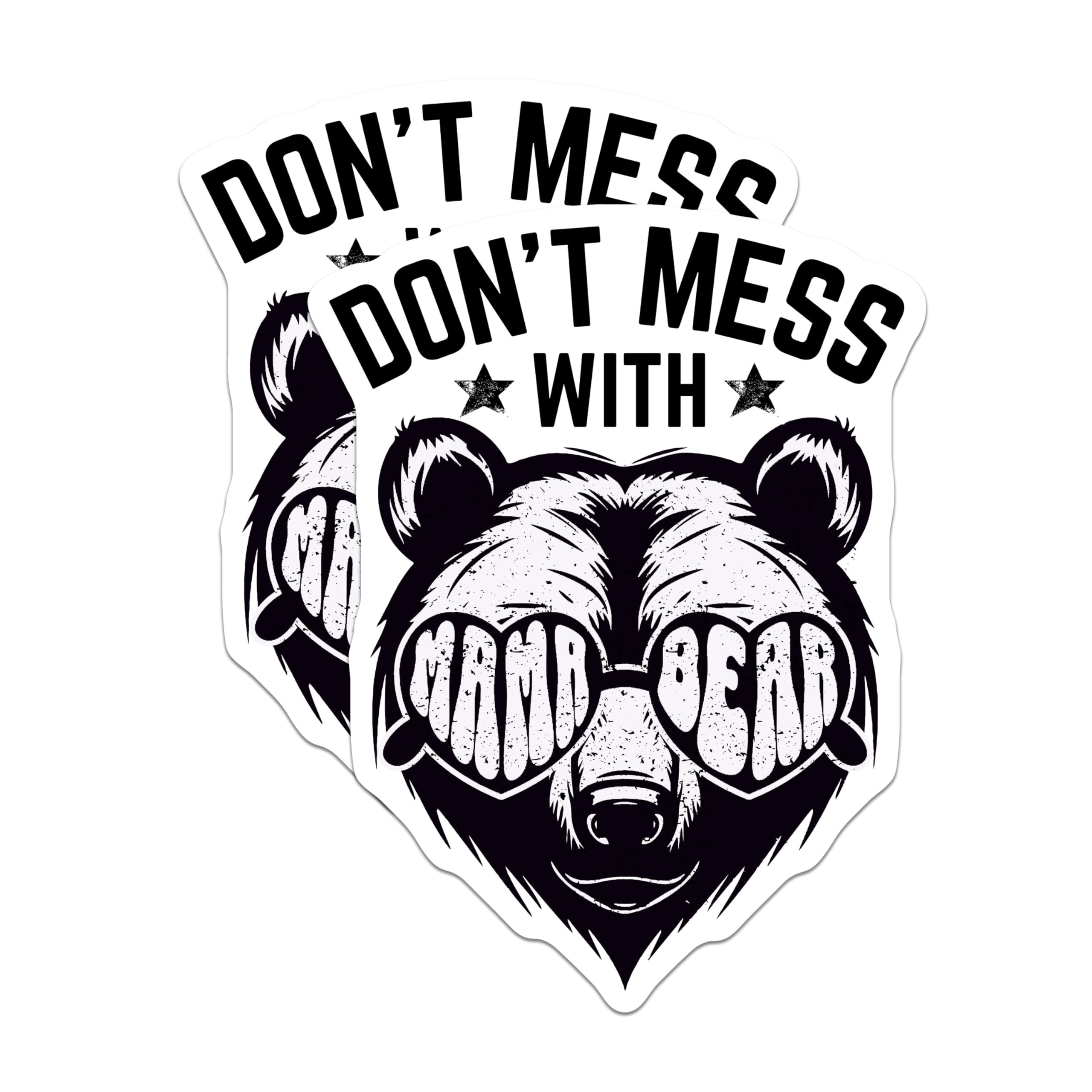 (2 Pack) Mama Bear Stickers - Dont Mess with Stickers - Cute Bear Stickers - 5" On Longest Side - Sticks to Any Smooth Flat Surface - Made in USA - BMCS3444