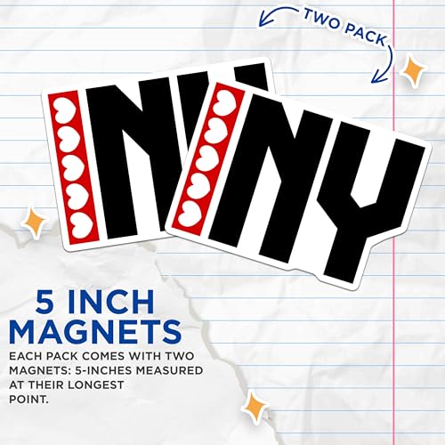 (2 Pack) I Love NY Magnets - New York Heart - NYC Souvenir Magnet - 5" On Longest Side - Premium Magnet - for Cars, Refrigerators, Toolboxes, Lockers - Made in USA - MAG18610