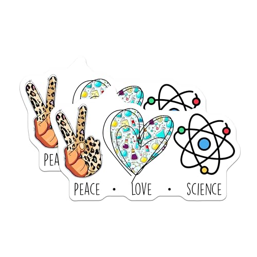(2 Pack) Peace Love Science Magnets - Teacher Decor - 5" On Longest Side - for Cars, Fridges, Toolboxes - Made in USA - MAG7842