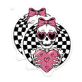 (2 Pack) Cute Skull Love Stickers - Heart Skeleton - Halloween Skull Art Stickers - Skeleton with Heart Stickers - 5" On Longest Side - Sticks to Any Smooth Flat Surface - Made in USA - BMCS3463