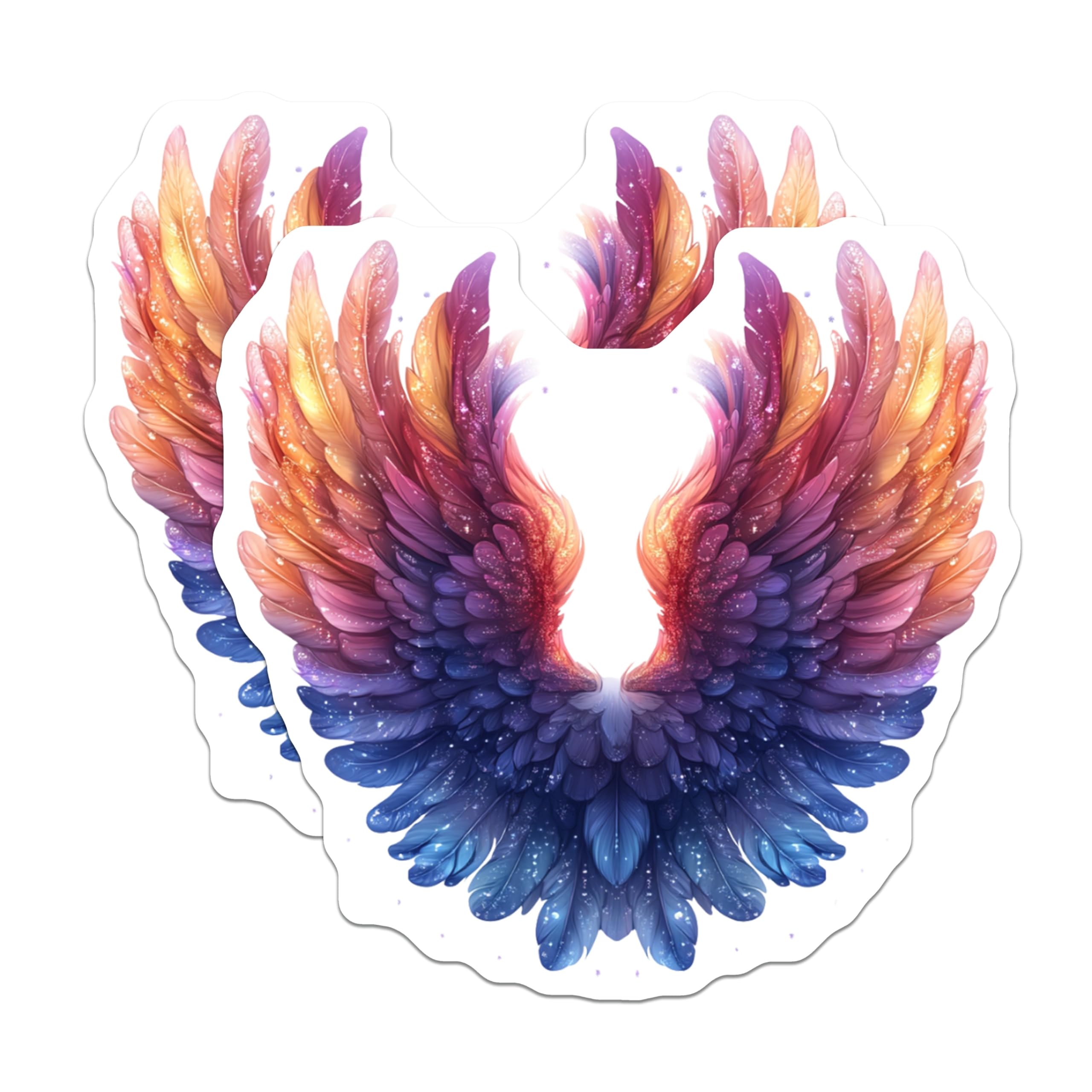 (2 Pack) Rainbow Feather Wings Magnets - Celestial Gradient Art - Ethereal Angel Decor - 5 Inches On Longest Side - Thick Durable Magnet - Made in USA - MAG30165