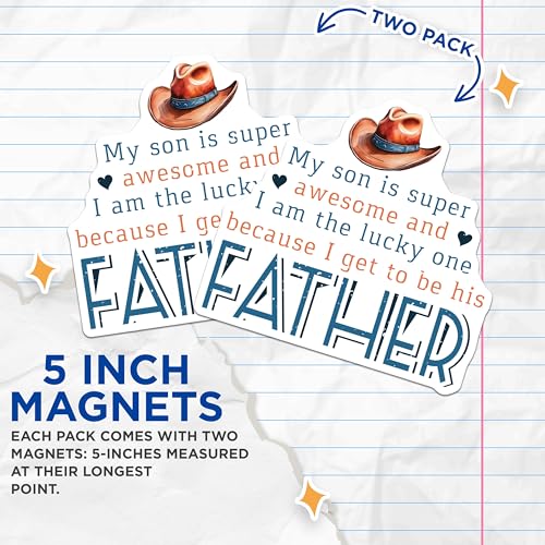 (2 Pack) Super Awesome Father Magnets - Lucky Dad from Son - Father's Day Magnet - Dad Appreciation Magnets - 5" On Longest Side - for Cars, Fridges, Toolboxes - Made in USA - MAG4149