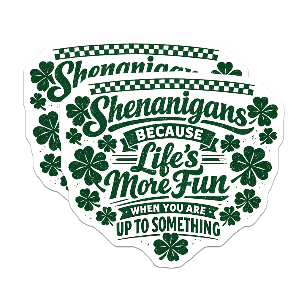 (2 Pack) Shenanigans Magnets - St Patricks Day Party Decor - Irish Shamrock Refrigerator Accessory - Funny Quote - 5 Inches On Longest Side - Thick Durable Magnet - Made in USA - MAG20573