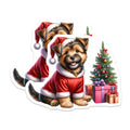 (2 Pack) Christmas Puppy Magnets - Santa Dog Holiday Decor - Festive Yorkie Pet Art - Refrigerator Locker Accent - 5 Inches On Longest Side - Thick Durable Magnet - Made in USA - MAG24443