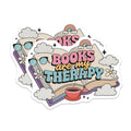 (2 Pack) Book Lover Magnets - Reading Therapy Quote - Retro Bookworm Cozy Aesthetic Decor - 5 Inches On Longest Side - Thick Durable Magnet - Made in USA - MAG20296
