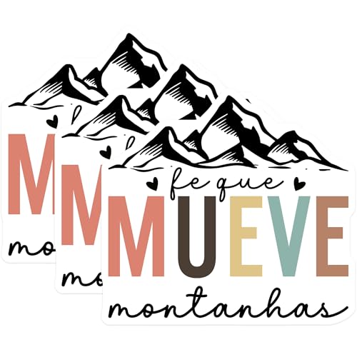 (3 Pack) Faith Moves Mountains Decals - Inspirational Sticker - Mountain Adventure Decals - 3 Inches On Longest Side - Easy Peel & Apply - Made in USA - 3MCS2644