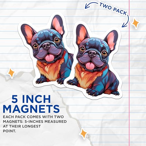 (2 Pack) French Bulldog Magnets - Cute Dog Lovers - French Bulldog Accessories - 5" On Longest Side - for Cars, Fridges, Toolboxes - Made in USA - MAG3939