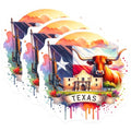(3 Pack) Texas Pride Decals - Longhorn - Alamo - Lone Star State- 3 Inches On Longest Side - Easy Peel & Apply - Made in USA - 3MCS5672