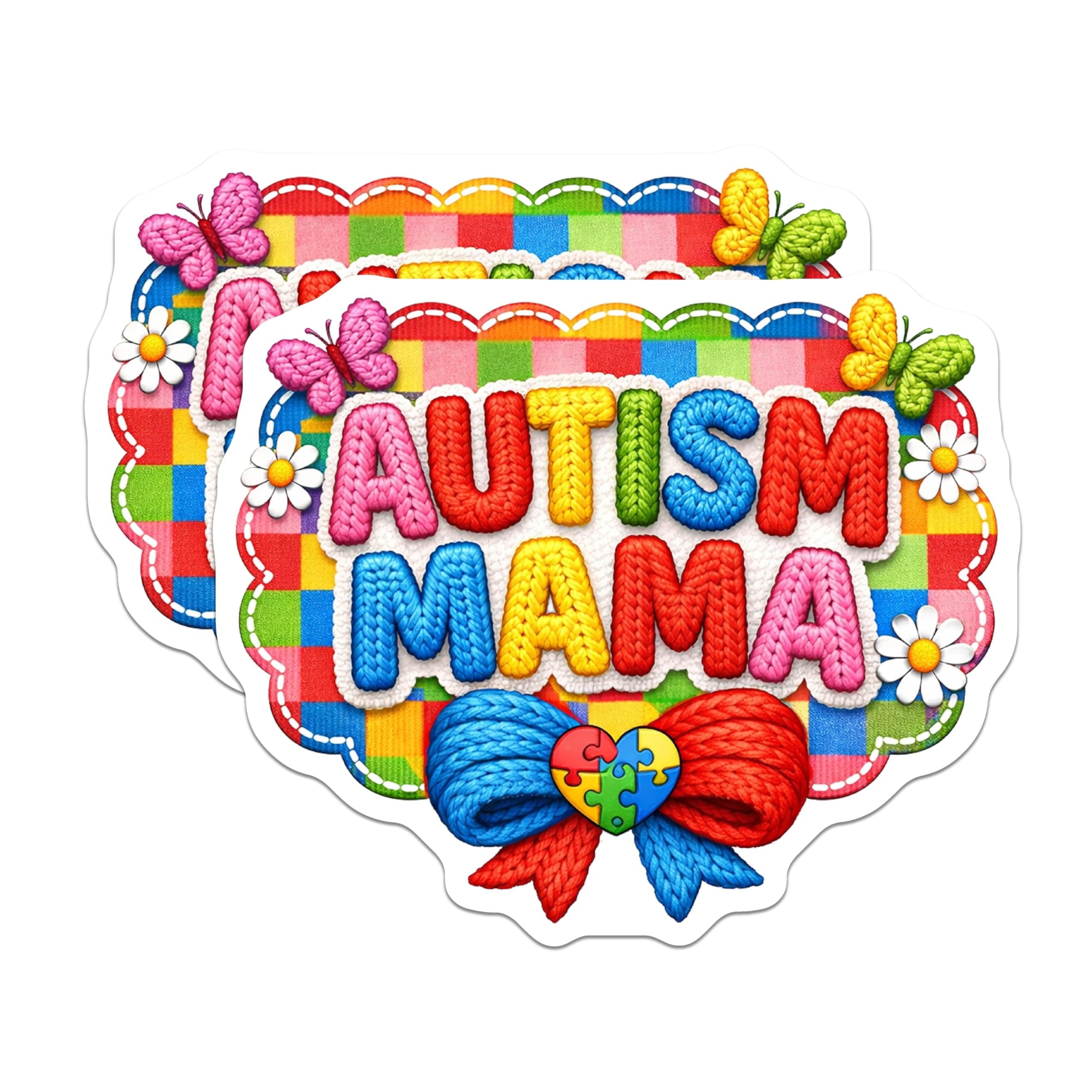 (2 Pack) Autism Mama Magnets - Puzzle Piece Heart Awareness Decor - Neurodiversity Mom Advocate - Rainbow Support - 5 Inches On Longest Side - Thick Durable Magnet - Made in USA - MAG21601
