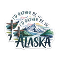 (2 Pack) I'd Rather Be In Alaska Stickers - Alaska Totem Pole - Alaska Vacation - 5" On Longest Side - Sticks to Smooth Flat Surfaces - Made in USA - BMCS17936