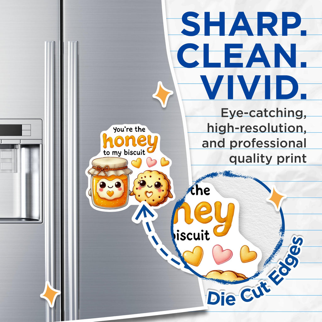 (2 Pack) Cute Honey Biscuit Magnets - Adorable Kitchen Decor Magnets - Sweet Food Theme Magnets - 5" On Longest Side - for Cars, Refrigerators, Toolboxes, Lockers - Made in USA BMCS3488