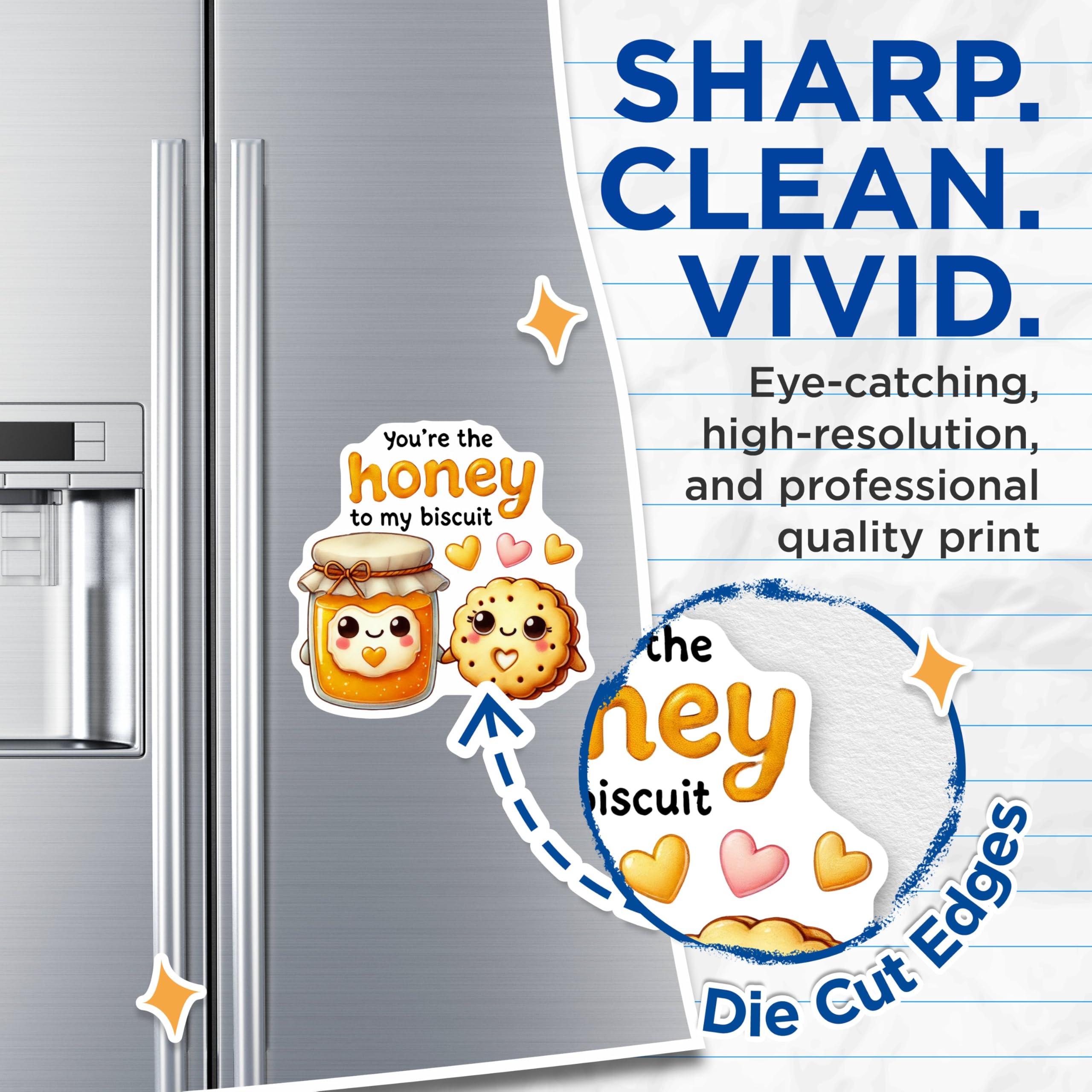 (2 Pack) Cute Honey Biscuit Magnets - Adorable Kitchen Decor Magnets - Sweet Food Theme Magnets - 5" On Longest Side - for Cars, Refrigerators, Toolboxes, Lockers - Made in USA BMCS3488