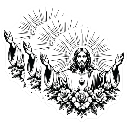 (3 Pack) Jesus Christ Decals - Religious Stickers - Christian Decal - 3 Inches On Longest Side - Easy Peel & Apply - Made in USA - 3MCS6094