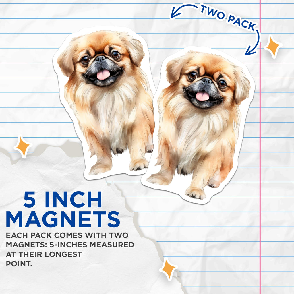(2 Pack) Pekingese Dog Magnets - Cute Pet Art Magnets - Dog Lover Home Decor - 5 Inches On Longest Side - Thick Durable Magnet - Made in USA - MAG25829