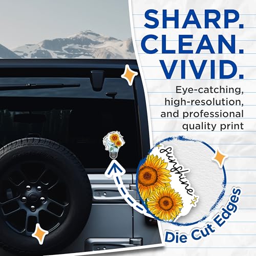 (2 Pack) Inspirational Sunflower Stickers - Create Your Own Sunshine Stickers - Sunflower Bulb Motivational Decal - 5" On Longest Side - Sticks to Any Smooth Flat Surface - Made in USA - BMCS2883