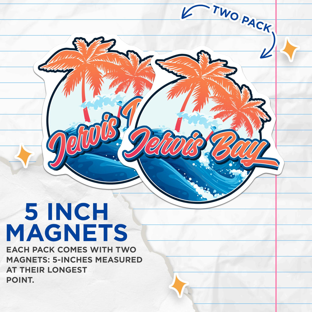 (2 Pack) Jervis Bay Magnets - Australia Travel Souvenir - Coastal Fridge Decor - 5" On Longest Side - Premium Magnet - for Cars, Refrigerators, Toolboxes, Lockers - Made in USA - MAG18154