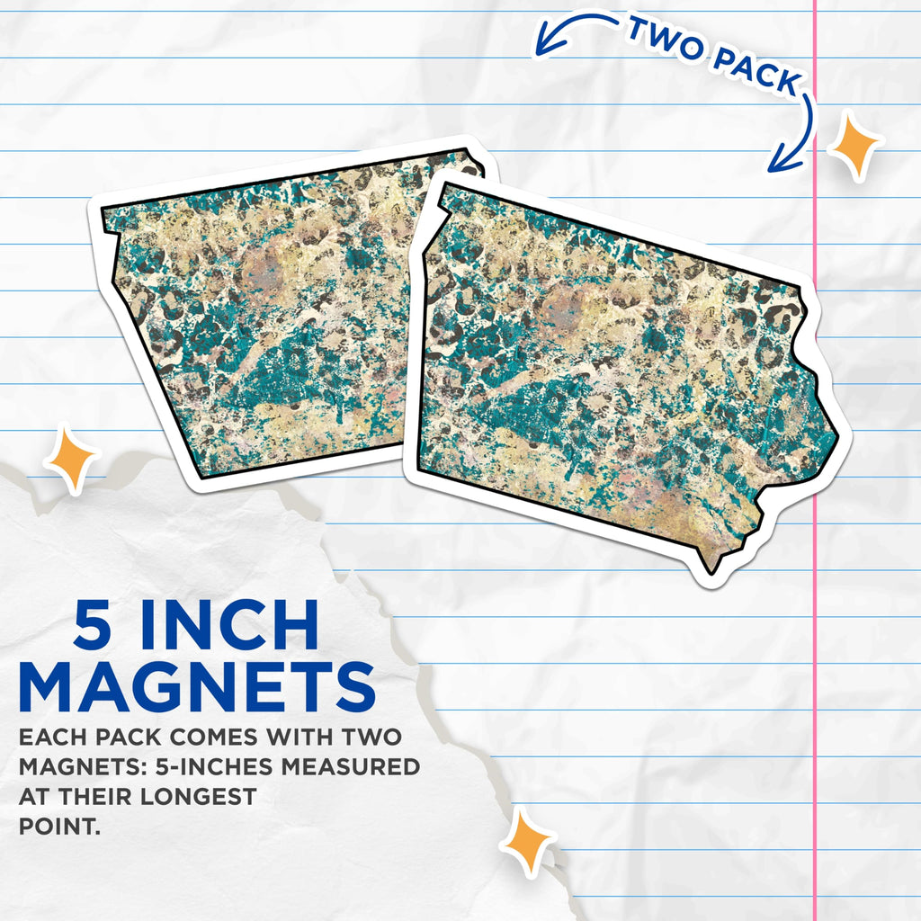 (2 Pack) Iowa State Map Magnets - Abstract Art Iowa Decor - Fridge Magnets Iowa Souvenir - 5" On Longest Side - Premium Magnet - for Cars, Refrigerators, Toolboxes, Lockers - Made in USA - MAG18086